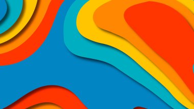 Kağıt Sanat karikatür soyut dalgalar. Kağıt arka plan bölmek. Modern origami tasarım şablonu. Kağıt arka plan kes. Soyut gerçekçi kağıt dekorasyon dokulu tasarımı için