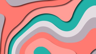 Kağıt Sanat karikatür soyut dalgalar. Kağıt arka plan bölmek. Modern origami tasarım şablonu. Kağıt arka plan kes. Soyut gerçekçi kağıt dekorasyon dokulu tasarımı için