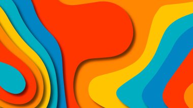 Kağıt Sanat karikatür soyut dalgalar. Kağıt arka plan bölmek. Modern origami tasarım şablonu. Kağıt arka plan kes. Soyut gerçekçi kağıt dekorasyon dokulu tasarımı için