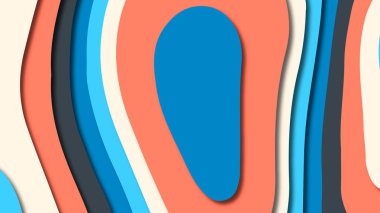 Kağıt Sanat karikatür soyut dalgalar. Kağıt arka plan bölmek. Modern origami tasarım şablonu. Kağıt arka plan kes. Soyut gerçekçi kağıt dekorasyon dokulu tasarımı için