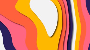 Kağıt Sanat karikatür soyut dalgalar. Kağıt arka plan bölmek. Modern origami tasarım şablonu. Kağıt arka plan kes. Soyut gerçekçi kağıt dekorasyon dokulu tasarımı için