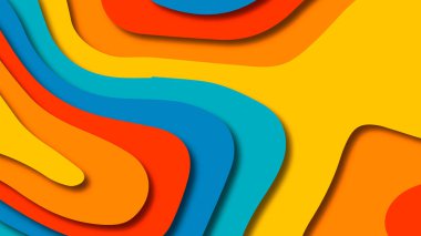 Kağıt Sanat karikatür soyut dalgalar. Kağıt arka plan bölmek. Modern origami tasarım şablonu. Kağıt arka plan kes. Soyut gerçekçi kağıt dekorasyon dokulu tasarımı için