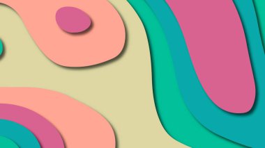 Kağıt Sanat karikatür soyut dalgalar. Kağıt arka plan bölmek. Modern origami tasarım şablonu. Kağıt arka plan kes. Soyut gerçekçi kağıt dekorasyon dokulu tasarımı için