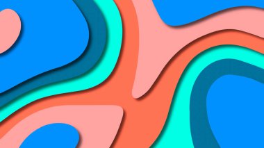 Kağıt Sanat karikatür soyut dalgalar. Kağıt arka plan bölmek. Modern origami tasarım şablonu. Kağıt arka plan kes. Soyut gerçekçi kağıt dekorasyon dokulu tasarımı için