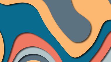 Kağıt Sanat karikatür soyut dalgalar. Kağıt arka plan bölmek. Modern origami tasarım şablonu. Kağıt arka plan kes. Soyut gerçekçi kağıt dekorasyon dokulu tasarımı için