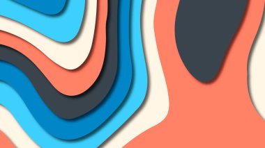 Kağıt Sanat karikatür soyut dalgalar. Kağıt arka plan bölmek. Modern origami tasarım şablonu. Kağıt arka plan kes. Soyut gerçekçi kağıt dekorasyon dokulu tasarımı için