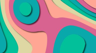 Kağıt Sanat karikatür soyut dalgalar. Kağıt arka plan bölmek. Modern origami tasarım şablonu. Kağıt arka plan kes. Soyut gerçekçi kağıt dekorasyon dokulu tasarımı için