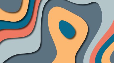 Kağıt Sanat karikatür soyut dalgalar. Kağıt arka plan bölmek. Modern origami tasarım şablonu. Kağıt arka plan kes. Soyut gerçekçi kağıt dekorasyon dokulu tasarımı için