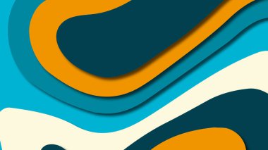 Kağıt Sanat karikatür soyut dalgalar. Kağıt arka plan bölmek. Modern origami tasarım şablonu. Kağıt arka plan kes. Soyut gerçekçi kağıt dekorasyon dokulu tasarımı için