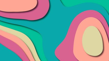 Kağıt Sanat karikatür soyut dalgalar. Kağıt arka plan bölmek. Modern origami tasarım şablonu. Kağıt arka plan kes. Soyut gerçekçi kağıt dekorasyon dokulu tasarımı için