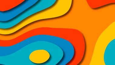 Kağıt Sanat karikatür soyut dalgalar. Kağıt arka plan bölmek. Modern origami tasarım şablonu. Kağıt arka plan kes. Soyut gerçekçi kağıt dekorasyon dokulu tasarımı için