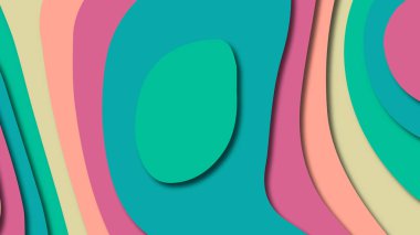 Kağıt Sanat karikatür soyut dalgalar. Kağıt arka plan bölmek. Modern origami tasarım şablonu. Kağıt arka plan kes. Soyut gerçekçi kağıt dekorasyon dokulu tasarımı için