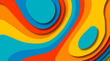 Kağıt Sanat karikatür soyut dalgalar. Kağıt arka plan bölmek. Modern origami tasarım şablonu. Kağıt arka plan kes. Soyut gerçekçi kağıt dekorasyon dokulu tasarımı için