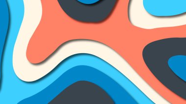 Kağıt Sanat karikatür soyut dalgalar. Kağıt arka plan bölmek. Modern origami tasarım şablonu. Kağıt arka plan kes. Soyut gerçekçi kağıt dekorasyon dokulu tasarımı için