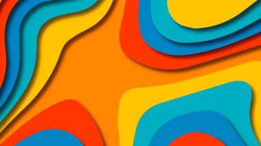 Kağıt Sanat karikatür soyut dalgalar. Kağıt arka plan bölmek. Modern origami tasarım şablonu. Kağıt arka plan kes. Soyut gerçekçi kağıt dekorasyon dokulu tasarımı için