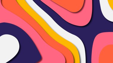 Kağıt Sanat karikatür soyut dalgalar. Kağıt arka plan bölmek. Modern origami tasarım şablonu. Kağıt arka plan kes. Soyut gerçekçi kağıt dekorasyon dokulu tasarımı için