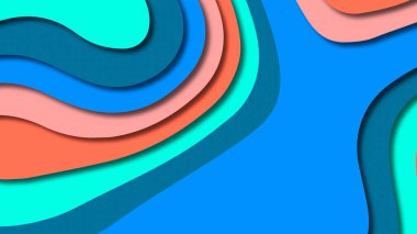 Kağıt Sanat karikatür soyut dalgalar. Kağıt arka plan bölmek. Modern origami tasarım şablonu. Kağıt arka plan kes. Soyut gerçekçi kağıt dekorasyon dokulu tasarımı için
