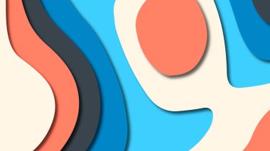 Kağıt Sanat karikatür soyut dalgalar. Kağıt arka plan bölmek. Modern origami tasarım şablonu. Kağıt arka plan kes. Soyut gerçekçi kağıt dekorasyon dokulu tasarımı için