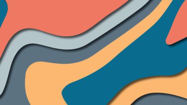 Kağıt Sanat karikatür soyut dalgalar. Kağıt arka plan bölmek. Modern origami tasarım şablonu. Kağıt arka plan kes. Soyut gerçekçi kağıt dekorasyon dokulu tasarımı için