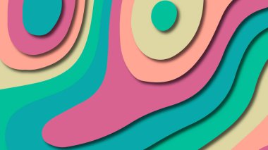 Kağıt Sanat karikatür soyut dalgalar. Kağıt arka plan bölmek. Modern origami tasarım şablonu. Kağıt arka plan kes. Soyut gerçekçi kağıt dekorasyon dokulu tasarımı için