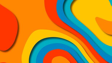 Kağıt Sanat karikatür soyut dalgalar. Kağıt arka plan bölmek. Modern origami tasarım şablonu. Kağıt arka plan kes. Soyut gerçekçi kağıt dekorasyon dokulu tasarımı için