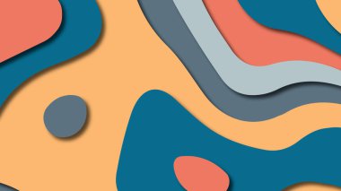 Kağıt Sanat karikatür soyut dalgalar. Kağıt arka plan bölmek. Modern origami tasarım şablonu. Kağıt arka plan kes. Soyut gerçekçi kağıt dekorasyon dokulu tasarımı için