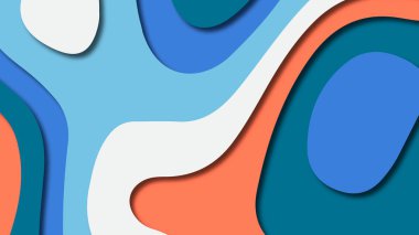 Kağıt Sanat karikatür soyut dalgalar. Kağıt arka plan bölmek. Modern origami tasarım şablonu. Kağıt arka plan kes. Soyut gerçekçi kağıt dekorasyon dokulu tasarımı için