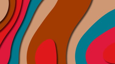 Kağıt Sanat karikatür soyut dalgalar. Kağıt arka plan bölmek. Modern origami tasarım şablonu. Kağıt arka plan kes. Soyut gerçekçi kağıt dekorasyon dokulu tasarımı için