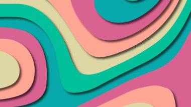 Kağıt Sanat karikatür soyut dalgalar. Kağıt arka plan bölmek. Modern origami tasarım şablonu. Kağıt arka plan kes. Soyut gerçekçi kağıt dekorasyon dokulu tasarımı için