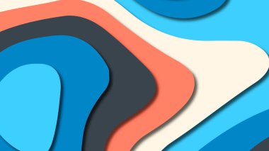 Kağıt Sanat karikatür soyut dalgalar. Kağıt arka plan bölmek. Modern origami tasarım şablonu. Kağıt arka plan kes. Soyut gerçekçi kağıt dekorasyon dokulu tasarımı için