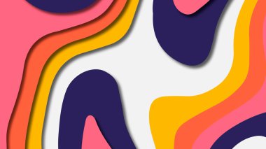 Kağıt Sanat karikatür soyut dalgalar. Kağıt arka plan bölmek. Modern origami tasarım şablonu. Kağıt arka plan kes. Soyut gerçekçi kağıt dekorasyon dokulu tasarımı için