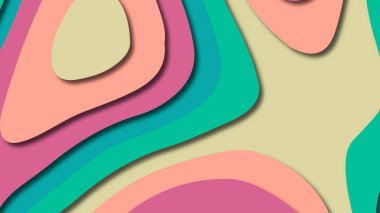 Kağıt Sanat karikatür soyut dalgalar. Kağıt arka plan bölmek. Modern origami tasarım şablonu. Kağıt arka plan kes. Soyut gerçekçi kağıt dekorasyon dokulu tasarımı için