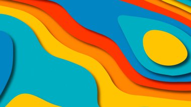 Kağıt Sanat karikatür soyut dalgalar. Kağıt arka plan bölmek. Modern origami tasarım şablonu. Kağıt arka plan kes. Soyut gerçekçi kağıt dekorasyon dokulu tasarımı için