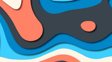 Kağıt Sanat karikatür soyut dalgalar. Kağıt arka plan bölmek. Modern origami tasarım şablonu. Kağıt arka plan kes. Soyut gerçekçi kağıt dekorasyon dokulu tasarımı için