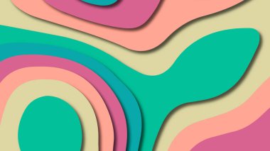 Kağıt Sanat karikatür soyut dalgalar. Kağıt arka plan bölmek. Modern origami tasarım şablonu. Kağıt arka plan kes. Soyut gerçekçi kağıt dekorasyon dokulu tasarımı için