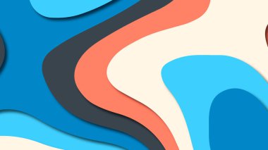 Kağıt Sanat karikatür soyut dalgalar. Kağıt arka plan bölmek. Modern origami tasarım şablonu. Kağıt arka plan kes. Soyut gerçekçi kağıt dekorasyon dokulu tasarımı için