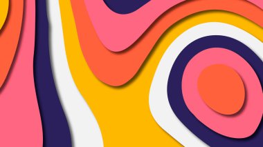 Kağıt Sanat karikatür soyut dalgalar. Kağıt arka plan bölmek. Modern origami tasarım şablonu. Kağıt arka plan kes. Soyut gerçekçi kağıt dekorasyon dokulu tasarımı için