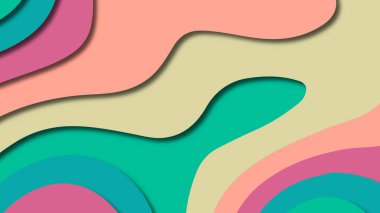 Kağıt Sanat karikatür soyut dalgalar. Kağıt arka plan bölmek. Modern origami tasarım şablonu. Kağıt arka plan kes. Soyut gerçekçi kağıt dekorasyon dokulu tasarımı için