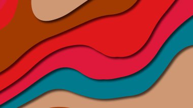 Kağıt Sanat karikatür soyut dalgalar. Kağıt arka plan bölmek. Modern origami tasarım şablonu. Kağıt arka plan kes. Soyut gerçekçi kağıt dekorasyon dokulu tasarımı için