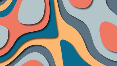 Kağıt Sanat karikatür soyut dalgalar. Kağıt arka plan bölmek. Modern origami tasarım şablonu. Kağıt arka plan kes. Soyut gerçekçi kağıt dekorasyon dokulu tasarımı için