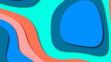 Kağıt Sanat karikatür soyut dalgalar. Kağıt arka plan bölmek. Modern origami tasarım şablonu. Kağıt arka plan kes. Soyut gerçekçi kağıt dekorasyon dokulu tasarımı için