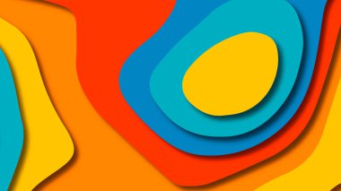 Kağıt Sanat karikatür soyut dalgalar. Kağıt arka plan bölmek. Modern origami tasarım şablonu. Kağıt arka plan kes. Soyut gerçekçi kağıt dekorasyon dokulu tasarımı için