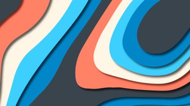 Kağıt Sanat karikatür soyut dalgalar. Kağıt arka plan bölmek. Modern origami tasarım şablonu. Kağıt arka plan kes. Soyut gerçekçi kağıt dekorasyon dokulu tasarımı için