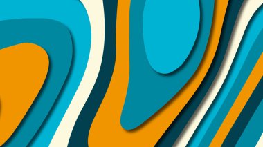 Kağıt Sanat karikatür soyut dalgalar. Kağıt arka plan bölmek. Modern origami tasarım şablonu. Kağıt arka plan kes. Soyut gerçekçi kağıt dekorasyon dokulu tasarımı için