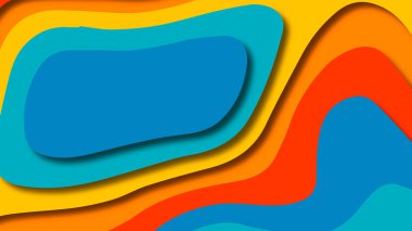 Kağıt Sanat karikatür soyut dalgalar. Kağıt arka plan bölmek. Modern origami tasarım şablonu. Kağıt arka plan kes. Soyut gerçekçi kağıt dekorasyon dokulu tasarımı için