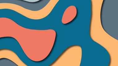 Kağıt Sanat karikatür soyut dalgalar. Kağıt arka plan bölmek. Modern origami tasarım şablonu. Kağıt arka plan kes. Soyut gerçekçi kağıt dekorasyon dokulu tasarımı için