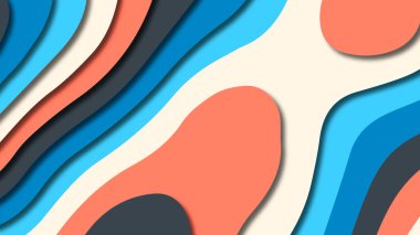 Kağıt Sanat karikatür soyut dalgalar. Kağıt arka plan bölmek. Modern origami tasarım şablonu. Kağıt arka plan kes. Soyut gerçekçi kağıt dekorasyon dokulu tasarımı için