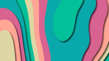 Kağıt Sanat karikatür soyut dalgalar. Kağıt arka plan bölmek. Modern origami tasarım şablonu. Kağıt arka plan kes. Soyut gerçekçi kağıt dekorasyon dokulu tasarımı için