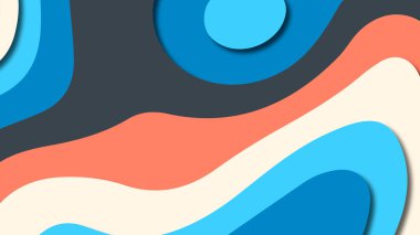 Kağıt Sanat karikatür soyut dalgalar. Kağıt arka plan bölmek. Modern origami tasarım şablonu. Kağıt arka plan kes. Soyut gerçekçi kağıt dekorasyon dokulu tasarımı için