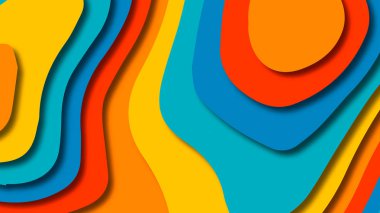 Kağıt Sanat karikatür soyut dalgalar. Kağıt arka plan bölmek. Modern origami tasarım şablonu. Kağıt arka plan kes. Soyut gerçekçi kağıt dekorasyon dokulu tasarımı için